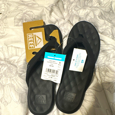 Reef Cushionology Cushioned Slip-On Flip Flop Sandals Black Men's US 10