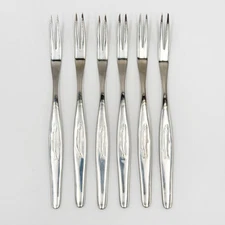 Seafood Forks Norpro 2-Prong Embossed Fish Lot 6 Stainless Cocktail Appetizer