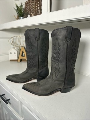 Vintage Code West Cowboy Boots Womens 9M Gray Distressed Leather Western Boots