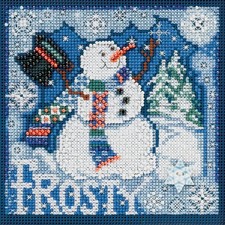 DIY Mill Hill Frosty Snowman Winter Snow Button Bead Cross Stitch Picture Kit