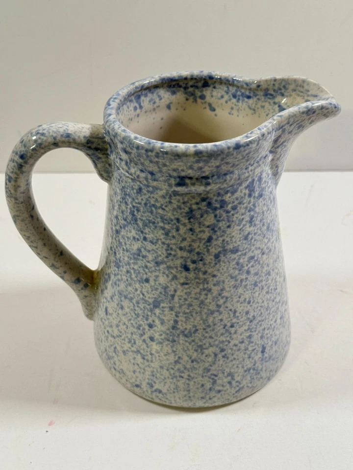 Jarrón jarra de cerámica vintage azul esponja decoración de jardín primitiva LEER Foto 3 de 4