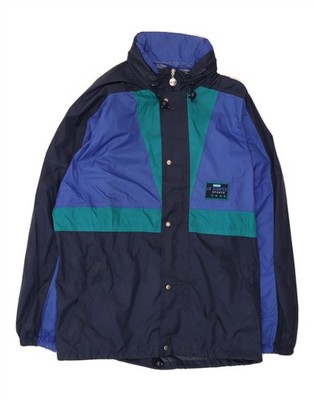 J JEANTEX Mens Rain Jacket IT 50/52 XL Navy Blue Colourblock DP85