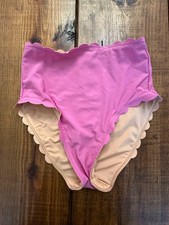 J Crew Womens Pink High Rise Scalloped Bikini Bottom Lined Stretch Size XS NWT