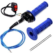 7/8" 22mm Twist Throttle Accelerator Handle Grip and Cable Set for 50cc Blue