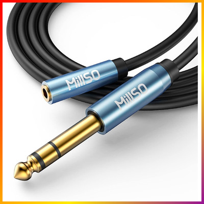 Stereo Adapter 6.35 mm auf 3.5 mm 3m Aux Audio Kabel Goldkontakte Aluminium für
