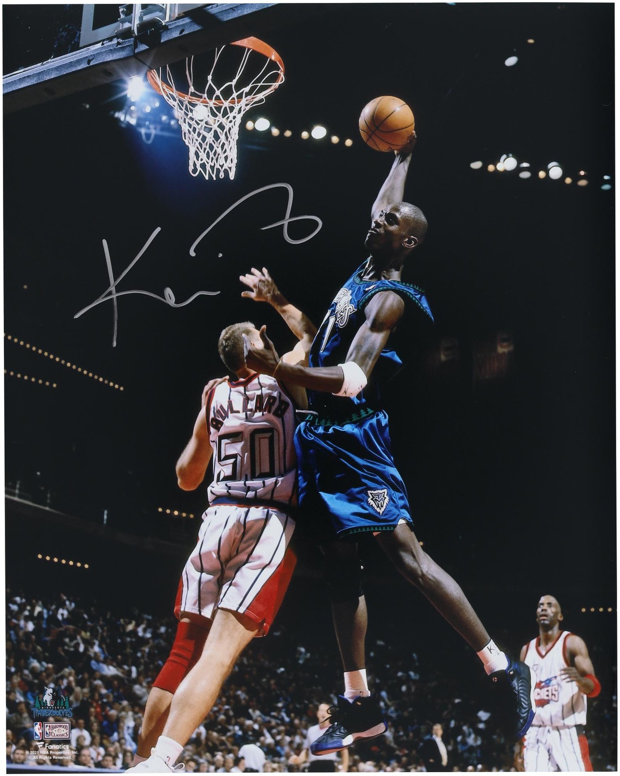 Kevin Garnett Autographed Signed Minnesota Timberwolves 16x20 One-Handed Soaring Dunk Photo 