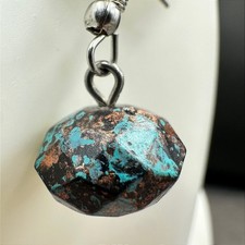Vintage Y2K Turquoise Patina Rustic Metal Dangle Earrings Boho Artisan