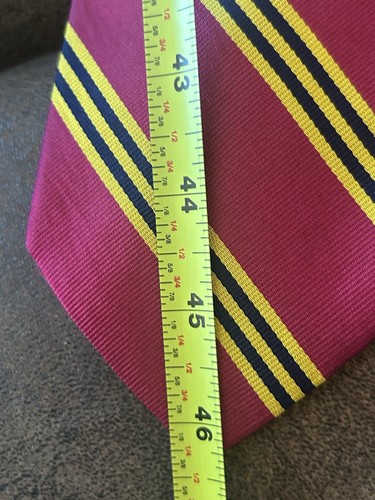 Brooks Brothers Fuchsia Pink Navy Yellow Stripes 100% Silk Men Necktie 57" USA - Picture 4 of 10