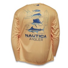 Nautica Angler Apricot Poly Men's Performance Long Sleeve Shirt UPF 50 Size XL