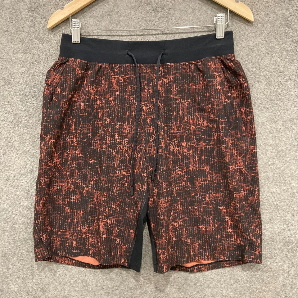 Lululemon Mens Shorts Size Medium Brown Black Elastic Waist Pockets 22803