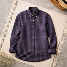 Polo Ralph Lauren Long Sleeve Stretch Dress Shirt Purple Plaid Classic Fit 115