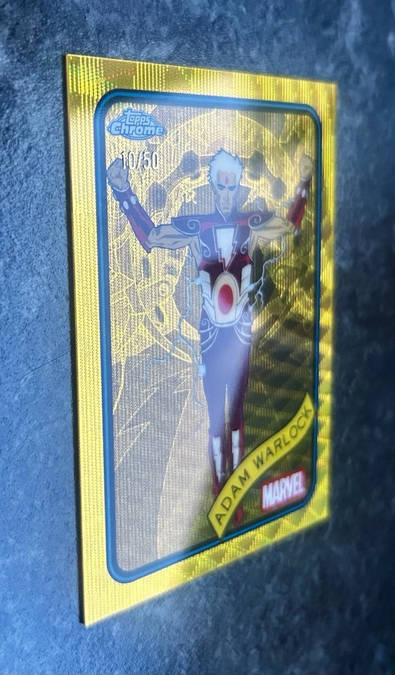 2025 Topps Chrome Marvel ADAM WARLOCK /50 🔥 Gold Wave #144 - Image 2 of 3