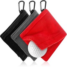 3 PCS 5.5x5.5 Inch Wet Dry Small Pocket Golf Ball Towel with D Clip Cleaner