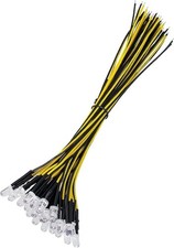 20pcs 5mm Yellow Led Lights 12 Volt Dc Pre Wired 7.9 Inch Clear Lens Small Lamps