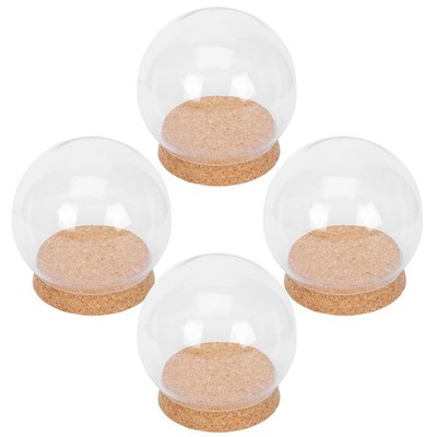 4 Pcs Creative Glass Cover Decor Glass Dome with Base for Flower Craft Display