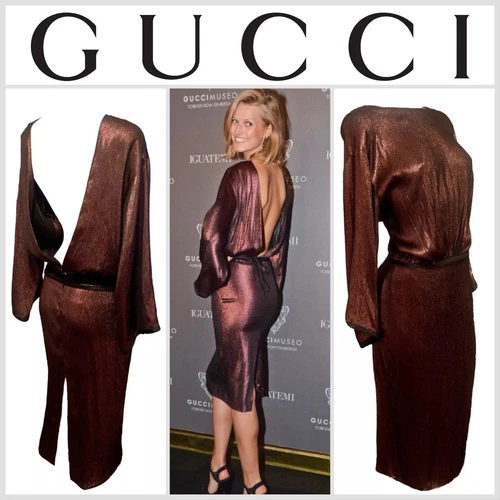 Splendido abito lurex Gucci SS 2014 bordeaux molto pubblicizzato tg 40 con etichette