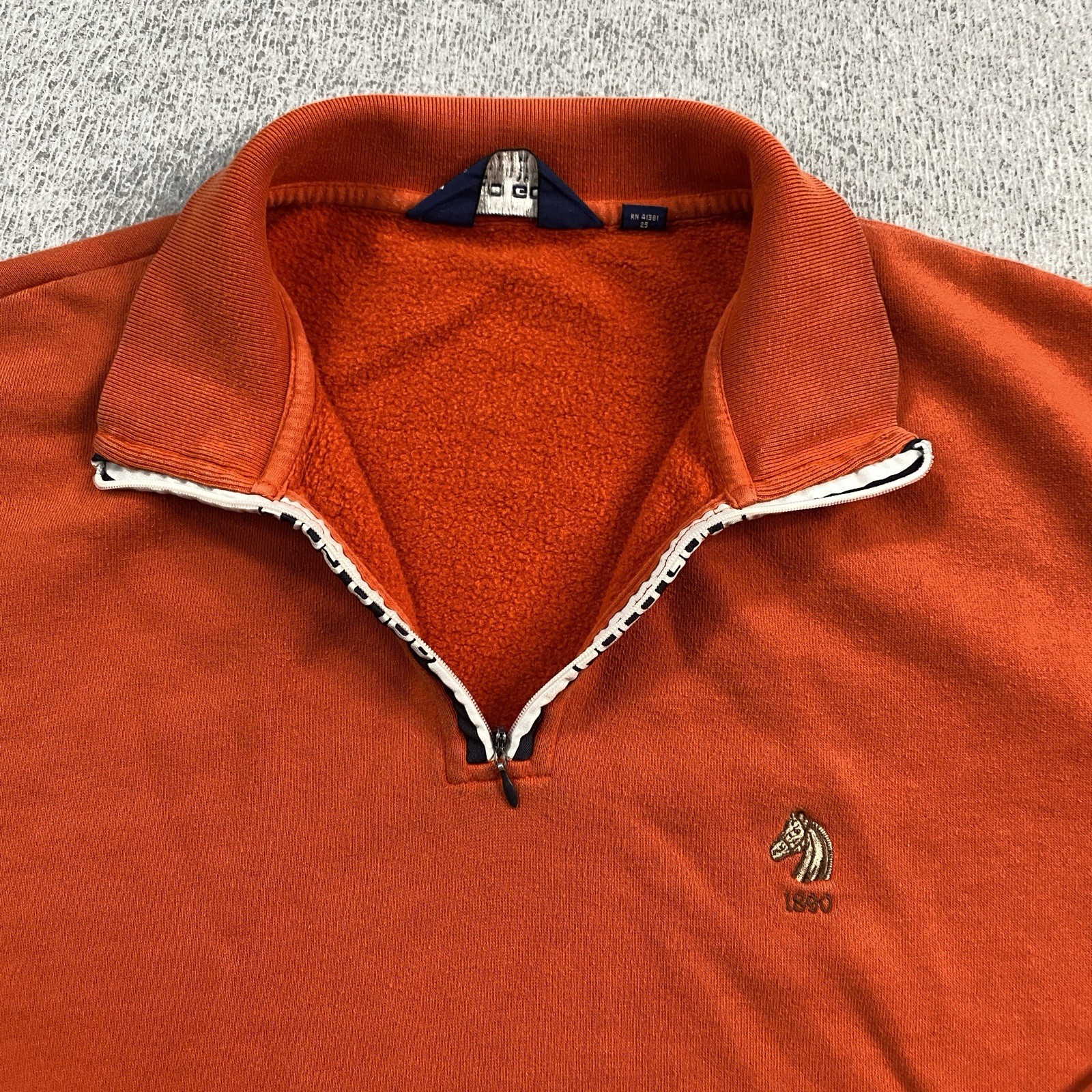 Polo Golf Ralph Lauren Felpa Uomo XL 1 4 Zip Pullover Arancione Pony 1890 Vintage