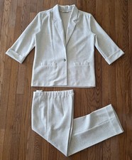 Vtg Alfred Dunner Women's 2-Pc Textured Brown Pants Blazer Jacket Set Size 12