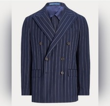 Polo Ralph Lauren Navy Double Breasted Pinstripe Blazer Size 44  Can Fit 42 