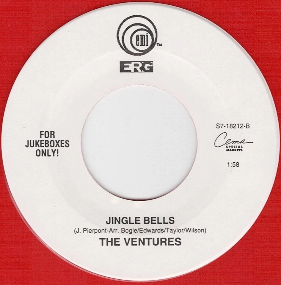 VENTURES Jingle Bell Rock / Jingle Bells 7" 45 Red Colored NOS - Image 2 of 2