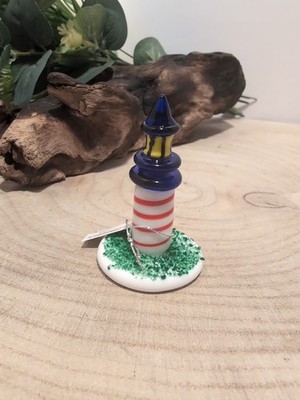 Miniatur Leuchtturm Ornament aus mundgeblasenem Glas mehrfarbig