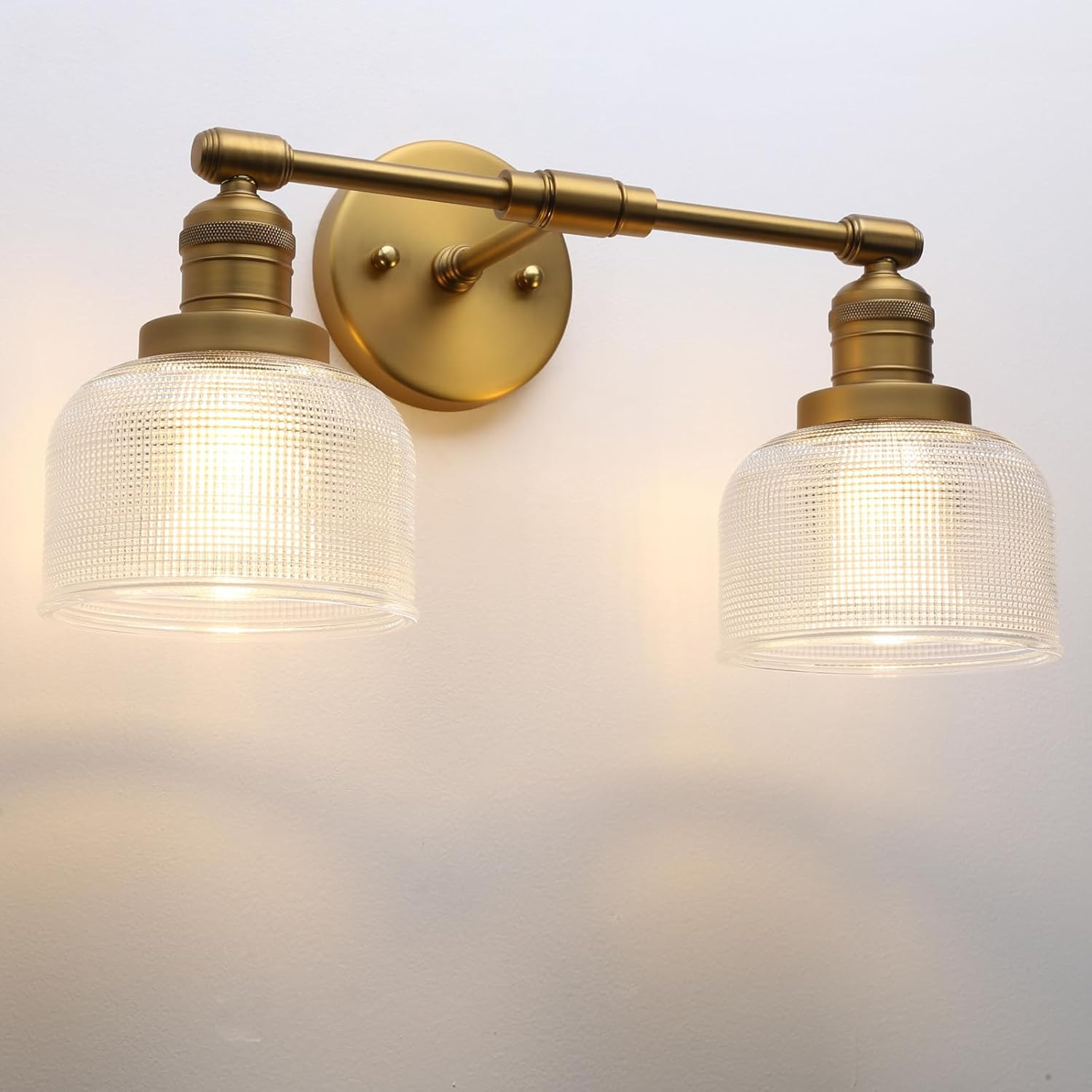 Vintage Double Heads Wall Sconces Decor for Bathroom Mirror, Glass 2-Light Bathr