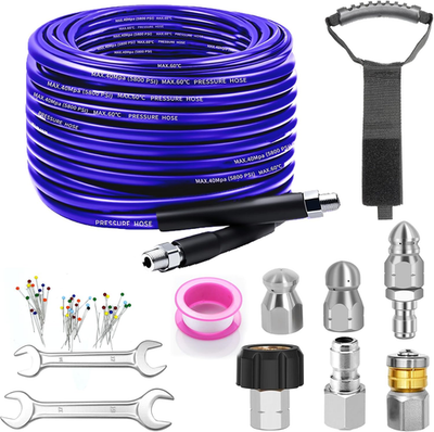 #ad Sewer Jetter Kit for Pressure Washer 100FT Drain Cleaner Hose 5800PSI with 1 4 $91.28