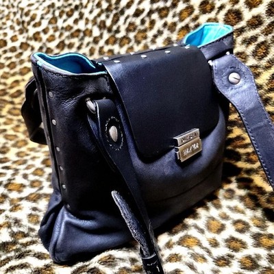 Diesel Studded Black Gold Leather Tote Bag Vintage Style Used from 