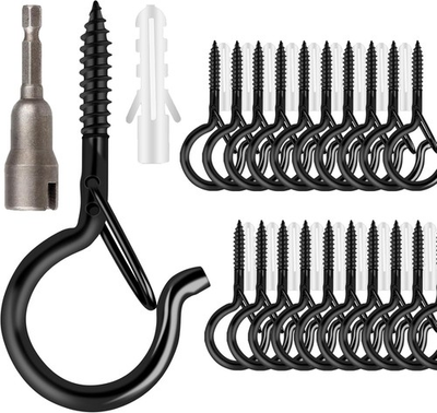 #ad 36 PCS Q Hanger Hooks with Safety Buckle Windproof Screw Hooks for Outdoor Fre $20.80