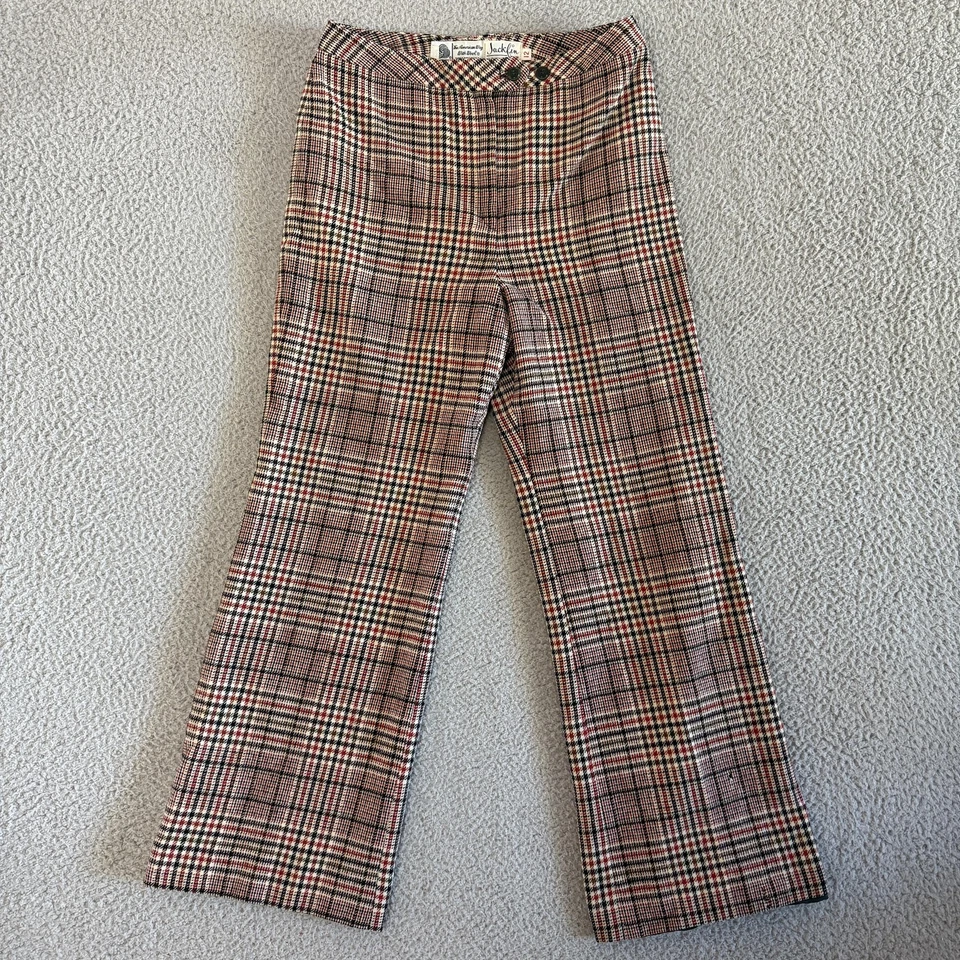 Traje Pantalón Mujer Tweed Vintage Años 70 Mediano Lana Cuadros Rojo Negro Forrado Cremallera Foto 2 de 4
