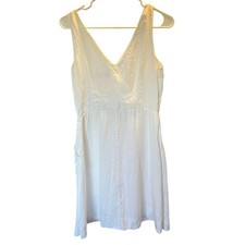 Gap Womens Y2K Minimalist Coastal White 100% Linen Mini Dress Size 8 Fisherman