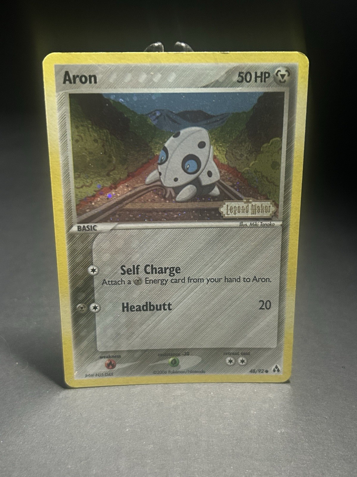 Aron Reverse Holo 50 HP Legend Maker 48/92 Basic English Common Pokémon TCG