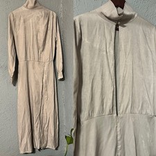 Hyfve Champagne Dress Slit Back High Slit Skirt Front Mockneck Sz M Tea length