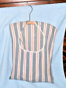 Vintage Hanging Laundry Clothespin Bag on hanger with 50 round wood Clothes Pins