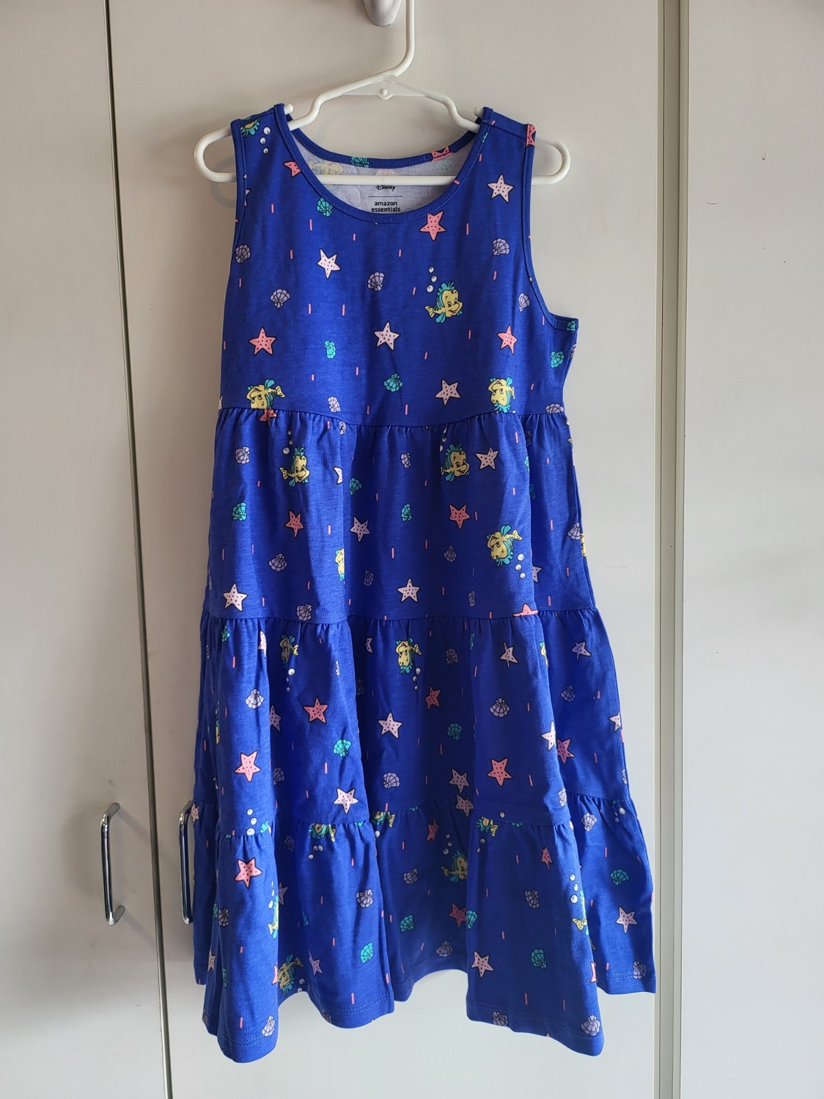 Disney Amazon Essentials Girls Blue Flounder Starfish Cotton Sundress Size M
