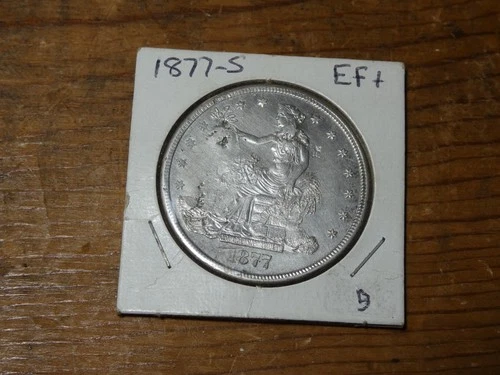 1877-S United States Trade Dollar With Chop Marks EF Details
