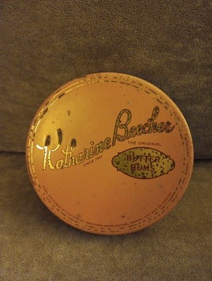 Vintage Katherine Beecher Butter Rum Candy Tin 50's Salmon Pink