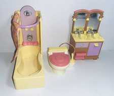 2006 Fisher Price Loving Family Dollhouse BATHROOM Tub, Double Vanity,Toilet Lot