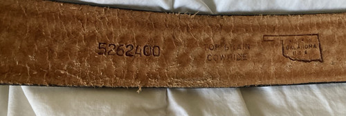 VINTAGE Genuine Black Leather Tooled Western Ranger Belt 11/2” Oklahoma Made 40