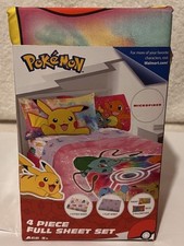Pokemon New Microfiber 4 Piece Bed Sheet Set for Girls Cute Pikachu Full Size