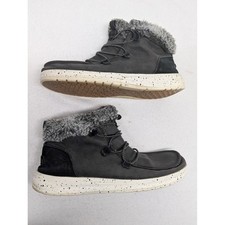 Hey Dude Eloise Black Faux Fur Lined Ankle Boots 121894900 Womens 8