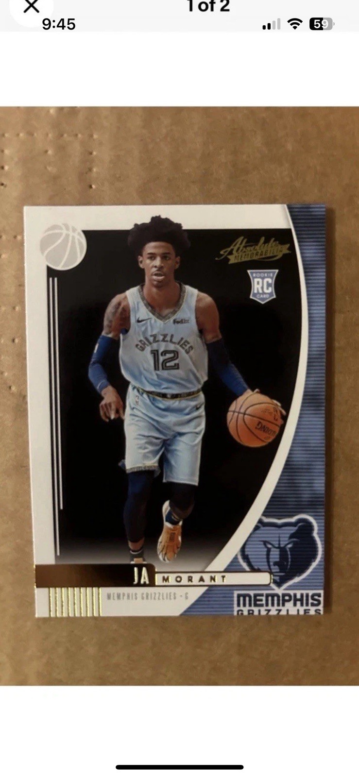 2019-20 Panini Absolute Memorabilia - Ja Morant #72 (RC) Rookie