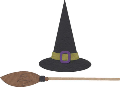 New ~  LifeStyles Crafts QUICKUTZ Cutting Die 4x4 ~ hat & broom