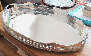 Gleaming Extra Large 62cm Silver Plated Galleried Serving Tray Antique 2.7kg