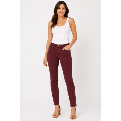 Democracy Burgundy Ab Solution Skinny Pants Womens 4 Wine Red Stretch Trousers