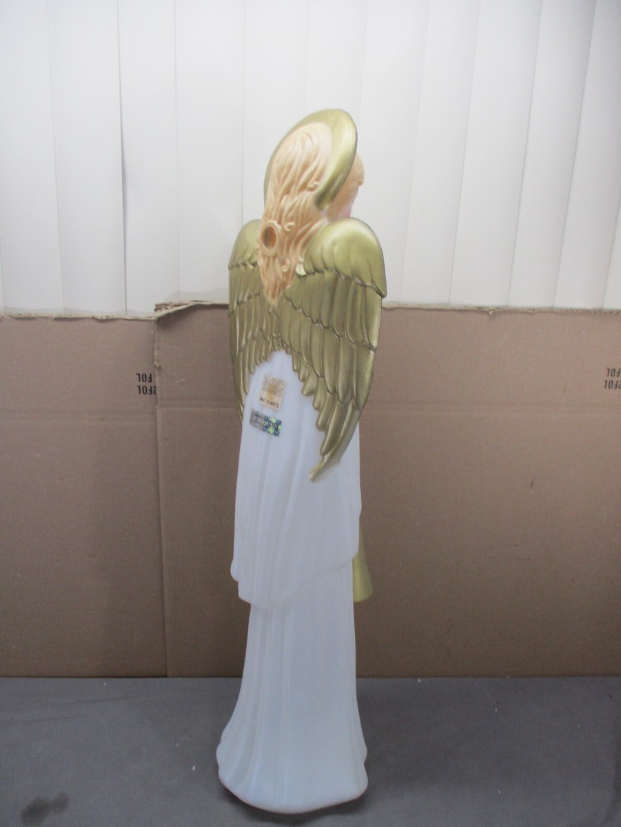 Vtg Angel with Horn & Pink Sash Blonde Hair Lighted Christmas Blow