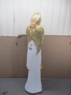 Vtg Angel with Horn & Pink Sash Blonde Hair Lighted Christmas Blow