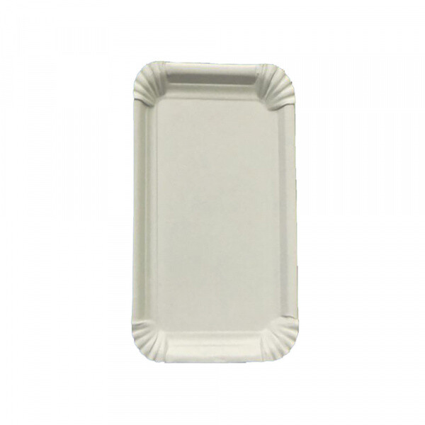 125 Pappteller Eckig Pap Rec 19X33,5Cm Weiß Imbissteller Partyteller Snackteller-image