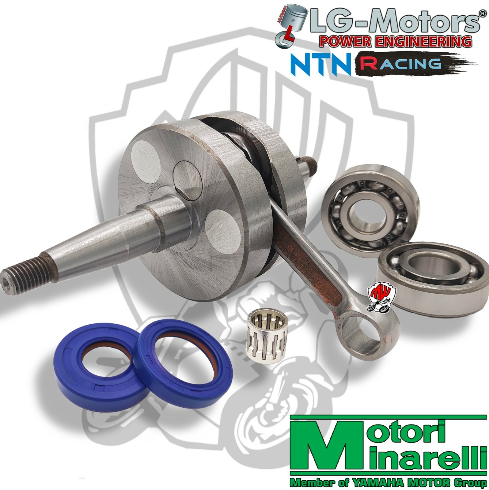 ALBERO MOTORE  SPALLE PIENE MINARELLI AM345 AM6 CON CUSCINETTI E PARAOLI