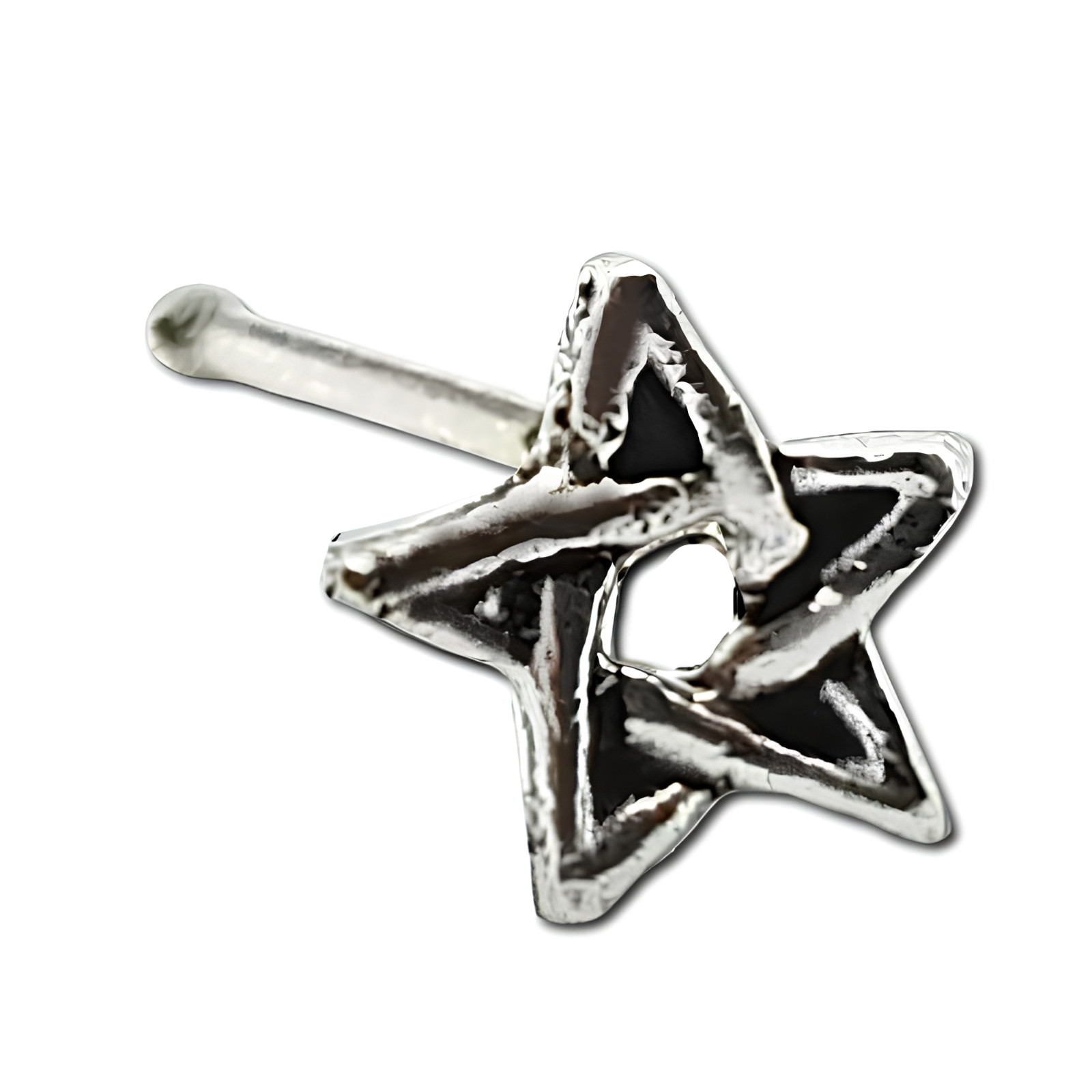 Pentacle Nose Stud 925 Sterling Silver Pentagram Ball End Pin Body Jewellery